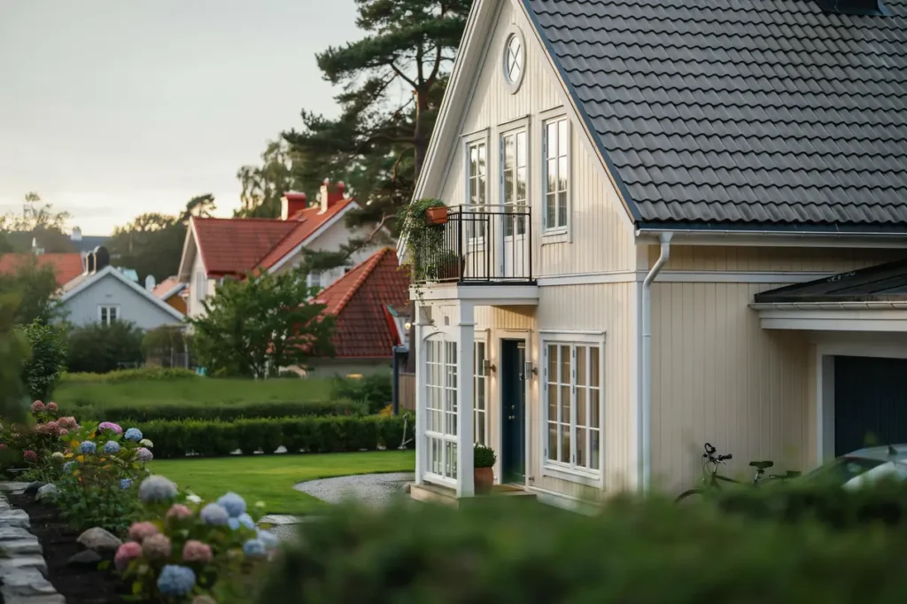 takoml ggning med nya betongpannor p villa i m rsta